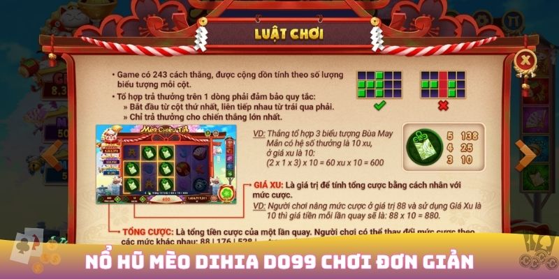 Nổ hũ Mèo Dihia DO99 sân chơi hấp dẫn nhất 2025 4 Luật chơi Mèo Dihia DO99 dễ hiểu