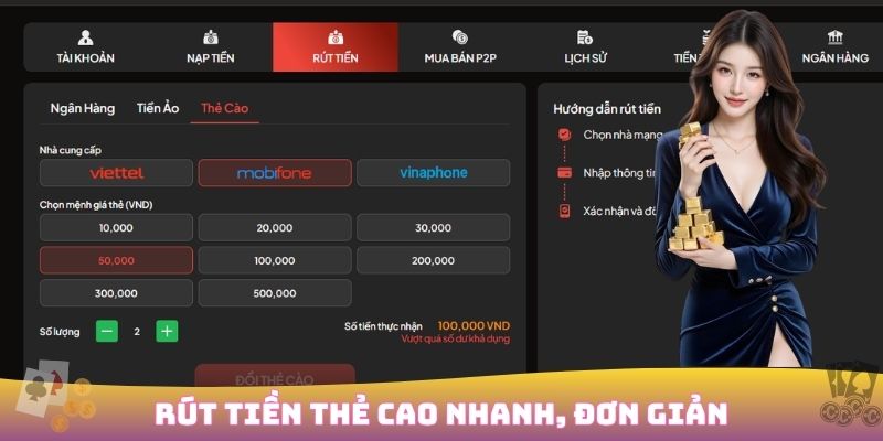 út tiền DO99 bằng thẻ cào thuận tiện